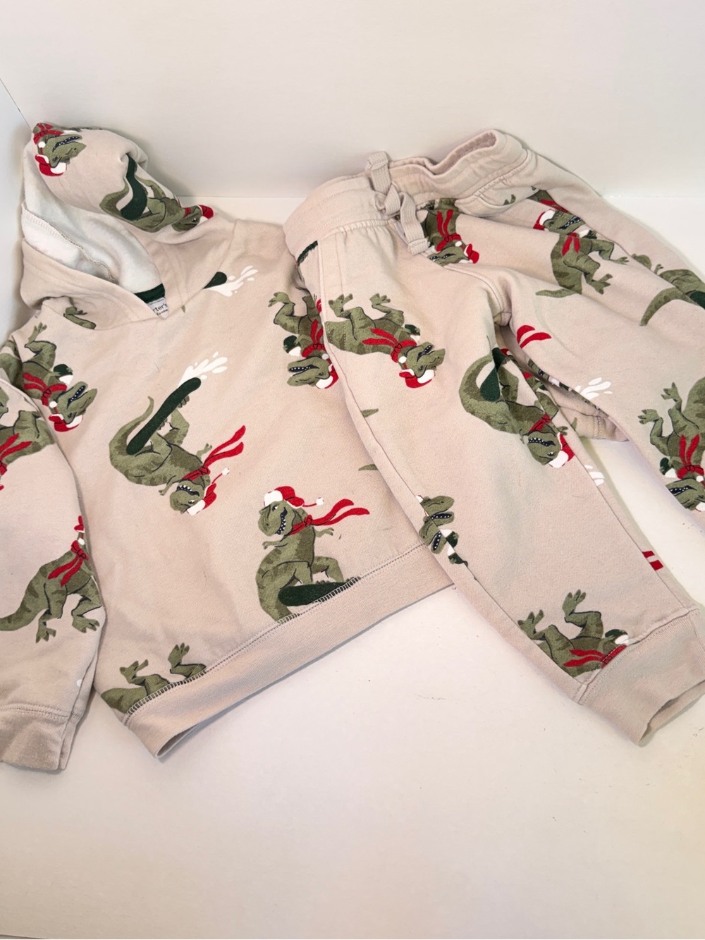 Carter's Beige Dino Print Sweatshirt & Joggers Set